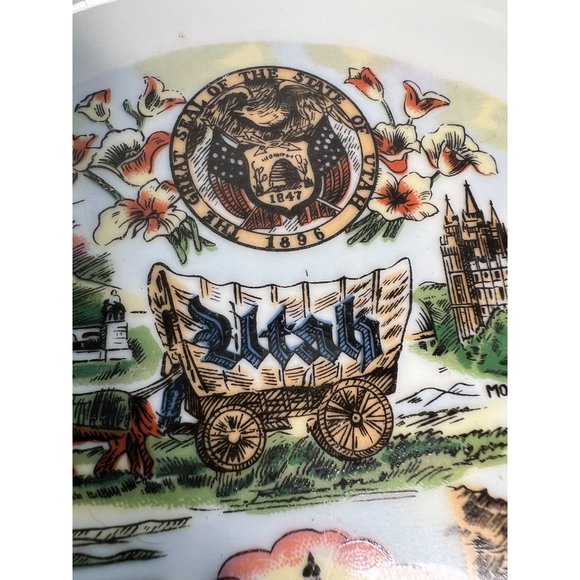 Norcrest Utah Gold Edged State Plate  11" Diameter White, Gold   China - Picture 8 of 16